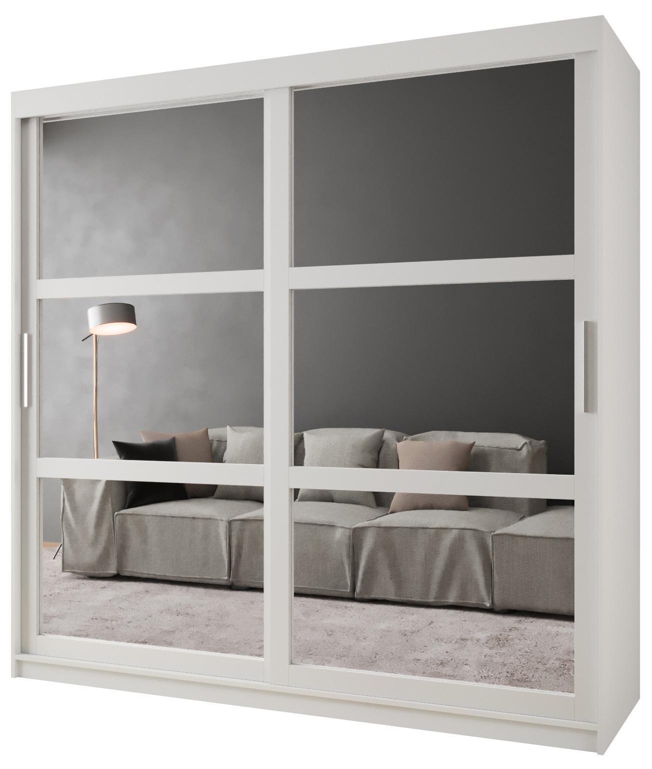 SCHWEBETÜRENSCHRANK 200/200/62 2-türig - Silberfarben/Weiß, Holz/Kunststoff (200/200/62cm) - MÖBEL KRYSPOL
