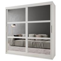 SCHWEBETÜRENSCHRANK 200/200/62 2-türig - Silberfarben/Weiß, Holz/Kunststoff (200/200/62cm) - MÖBEL KRYSPOL