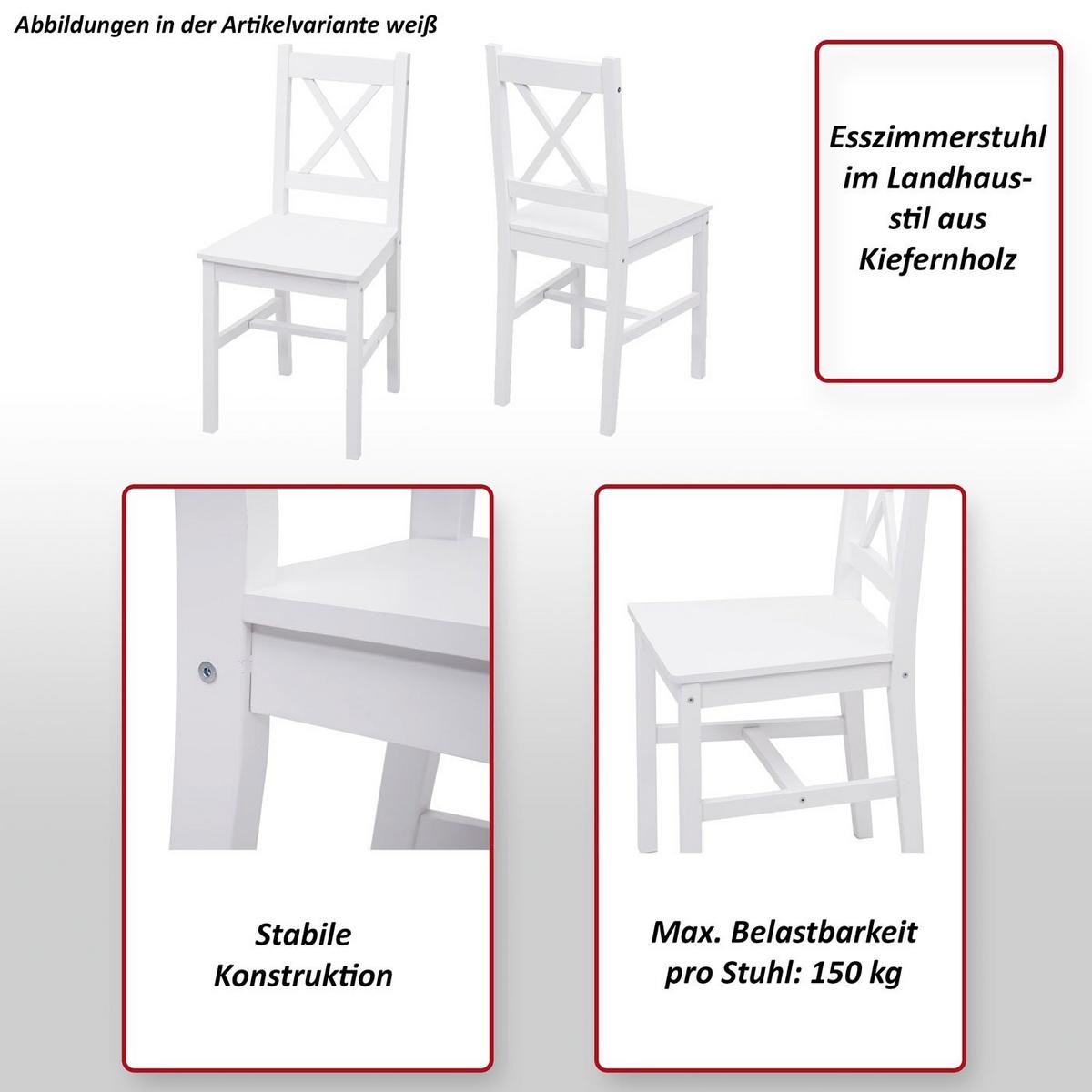 ESSZIMMERSTUHL Weiß 2er-Set - Weiß, Holz (40/86/42cm) - MCW