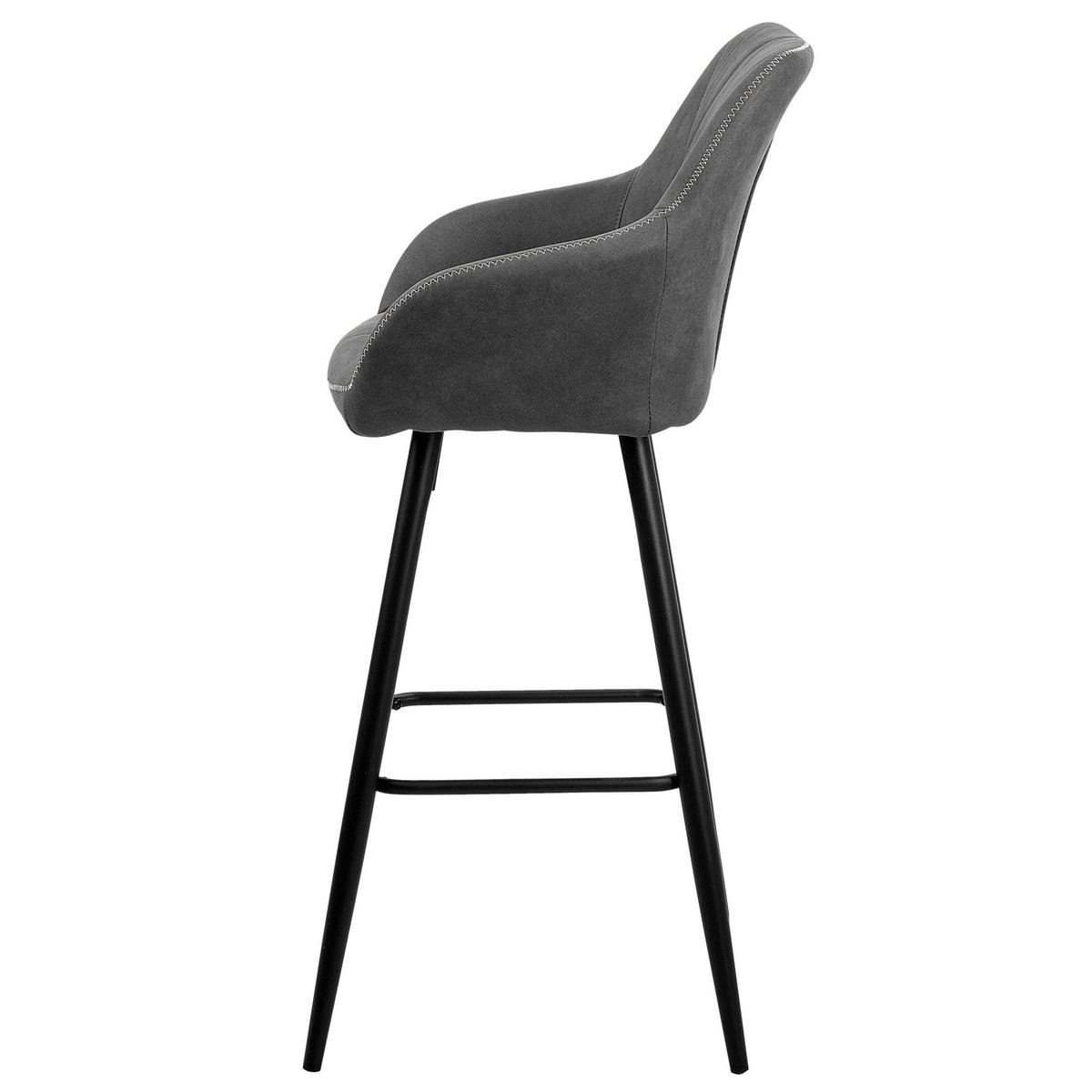 BARSTUHL 2er-Set Polsterbezug Grau Darien - Dunkelgrau/Schwarz, Textil/Metall (44/104/41cm) - Beliani
