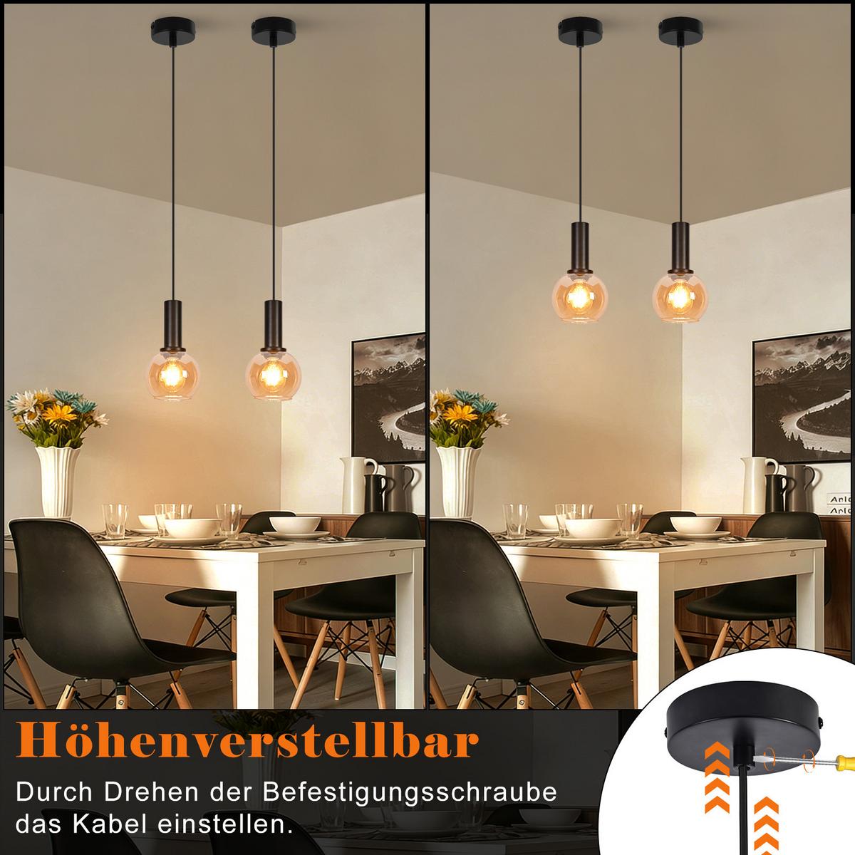 PENDELLEUCHTE Ixeth 10/13/145 cm - Schwarz, Glas/Metall (10/13/145cm) - ZMH