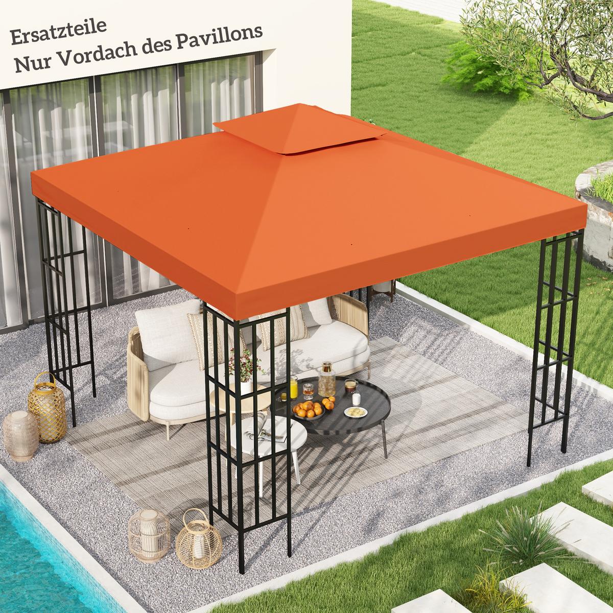 PAVILLONDACH, Polyester, Rostrot - Rot, Kunststoff (300/18/300cm) - Outsunny