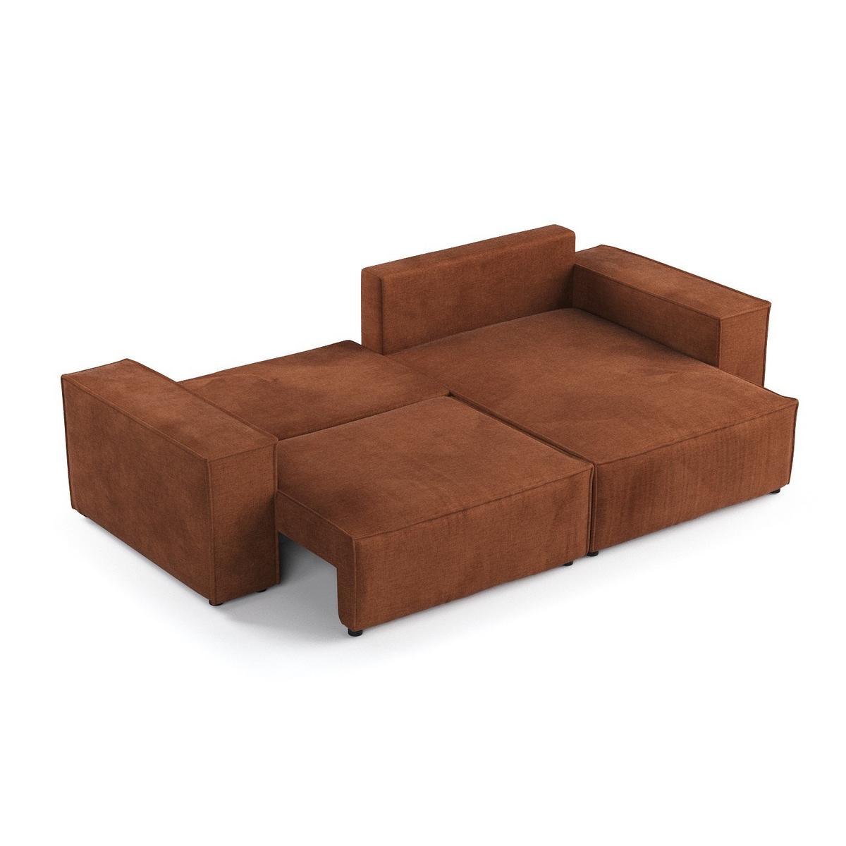ECKSOFA SENSO mit Schlaffunktion Kupfer im Wind Stoff - Schwarz/Kupferfarben, Holz/Holzwerkstoff (255/148cm) - AltaBeds