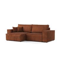 ECKSOFA CAVO mit Schlaffunktion Kupfer im Wind Stoff - Schwarz/Kupferfarben, Holz/Holzwerkstoff (255/148cm) - AltaBeds
