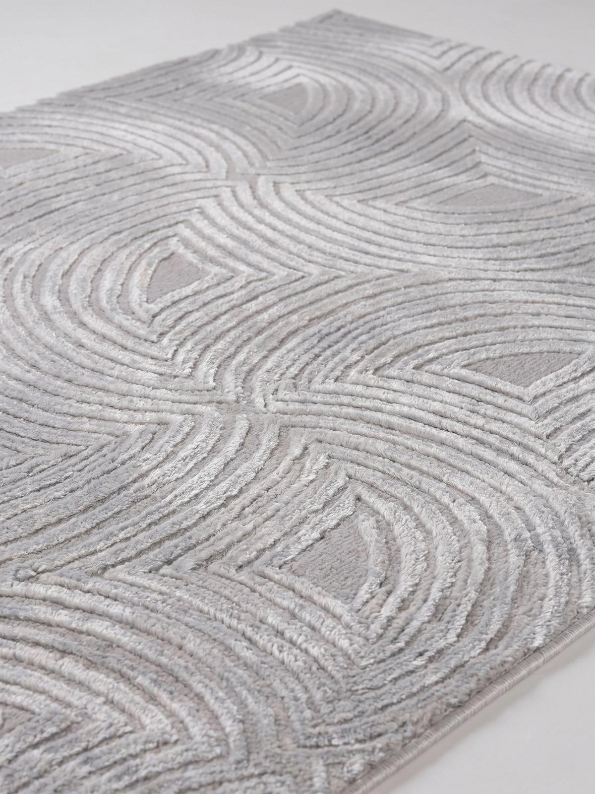 TEPPICH Kurzflor ILLER in Silber, mit 3D-Design, Florhöhe 12 mm, 80 x 250 cm - Silberfarben, Textil (80/250cm) - KADIMA DESIGN