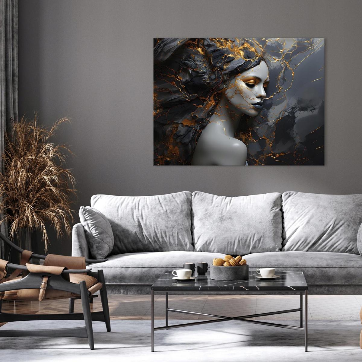 LEINWANDBILD Abstrakt Frau Marmor 100x70 - Multicolor, Holzwerkstoff (100/70cm) - Wallarena