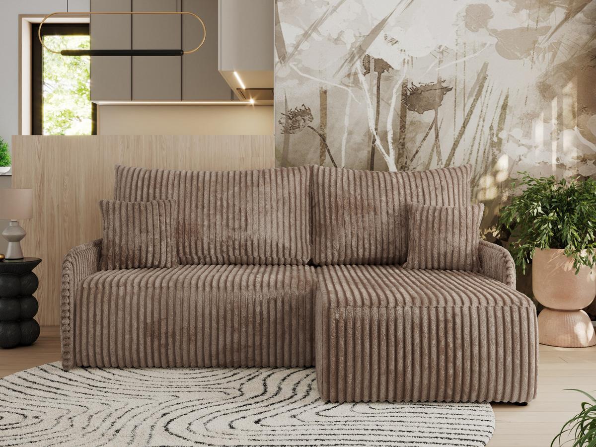 ECKSCHLAFSOFA ARPA L Braun Cord - rechts - Schwarz/Braun, Kunststoff/Textil (150/198cm) - MKS