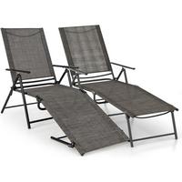 SONNENLIEGE Braun(2er-Set) - Braun, Metall (189/65/64cm) - COSTWAY