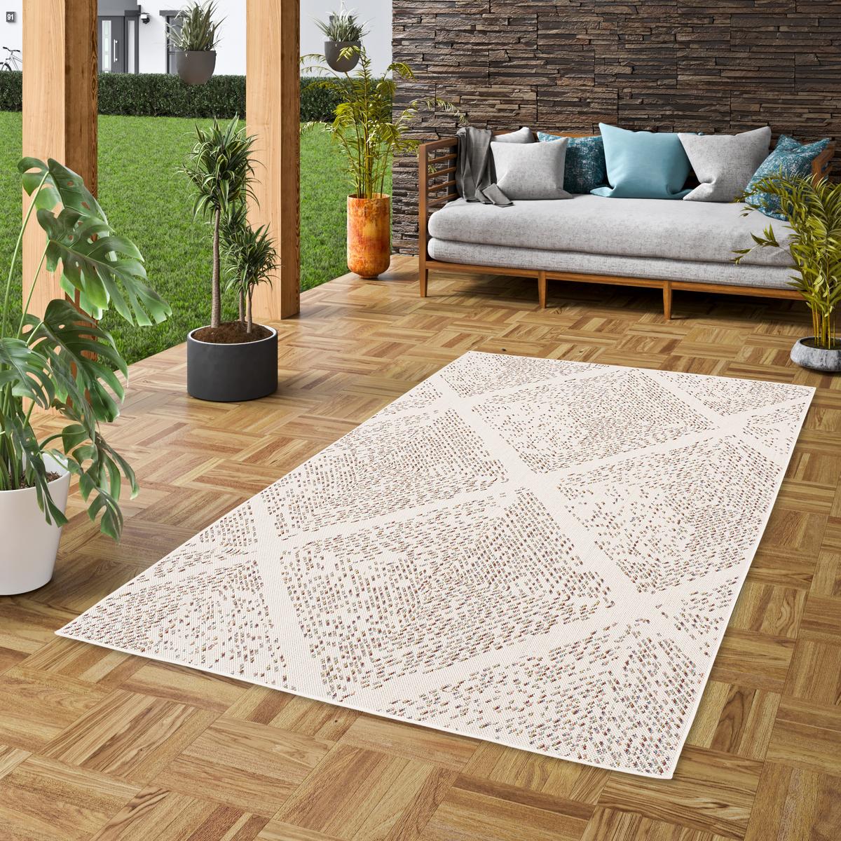 IN & OUTDOOR TEPPICH CAMPUS PIXEL RAUTEN - Beige, Textil (80/150cm) - Pergamon