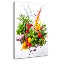 LEINWANDBILD Kräuter Gewürze Gemüse 40x60cm - Multicolor, Textil (40/60cm) - Feeby