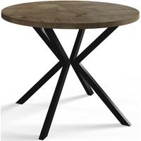 RUNDER Esszimmertisch LOFT LITEN, ausziehbarer Tisch Durchmesser: 120 cm/200 cm, Wohnzimmertisch Farbe: Grau, mit Metallbeinen in Farbe Schwarz - Dunkelbraun/Schwarz, Holzwerkstoff (120/120/76cm) - Alpi-Möbel