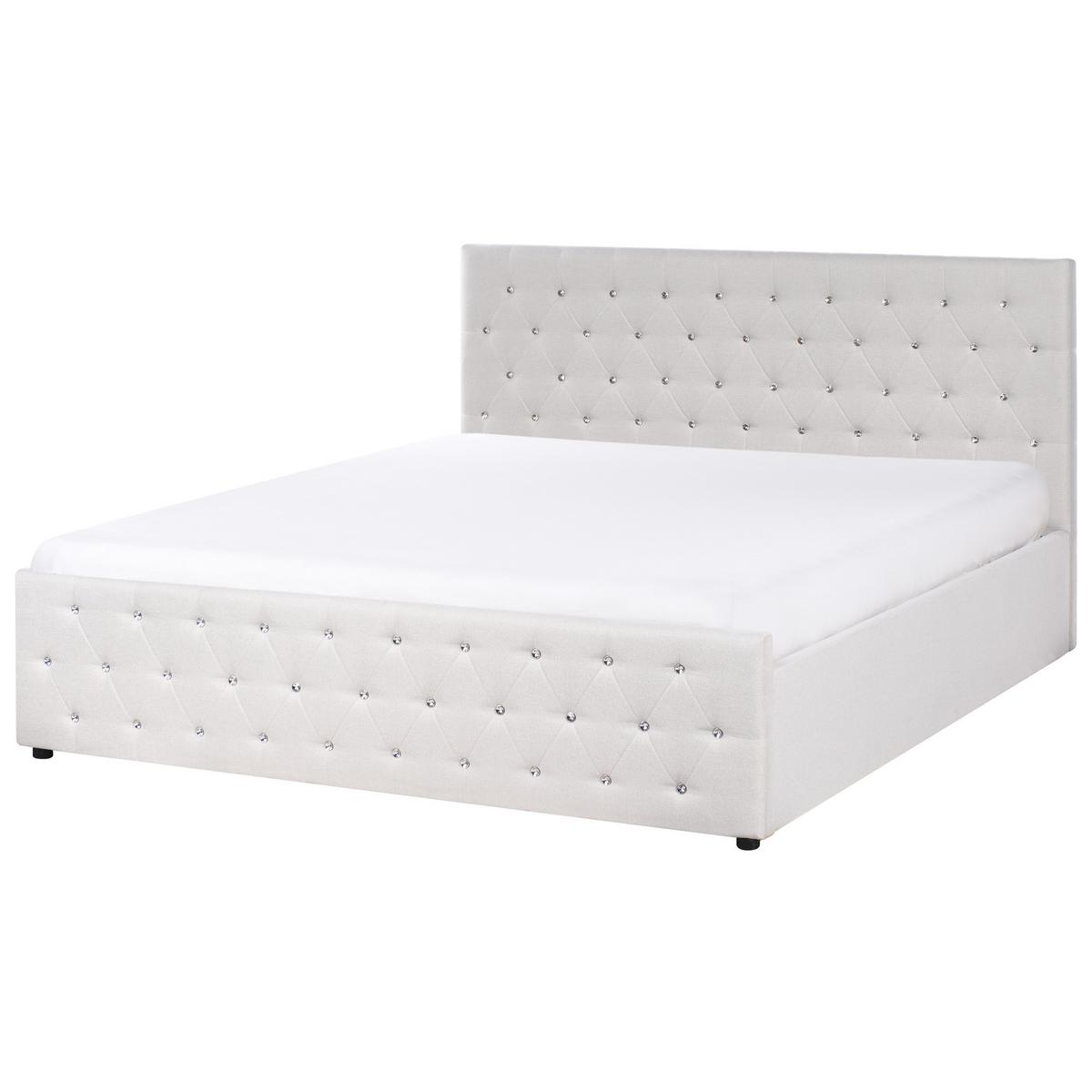 BETT mit Stauraum 180/200 cm Stoff Beige Amiens - Beige, Textil (180/200cm) - Beliani