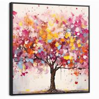 LEINWAND Bilder mit Rahmen - Aquarell - Baum - Kunst - Abstrakt - 90x90 - Multicolor, Textil (90/90cm) - MuchoWow