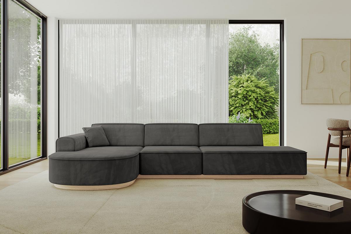 ECKSOFA Ottomane Links ARRIO-L2 - 328x171x83 cm Dunkelgrau - Dunkelgrau, Holzwerkstoff/Textil (328/171cm) - ALTDECOR