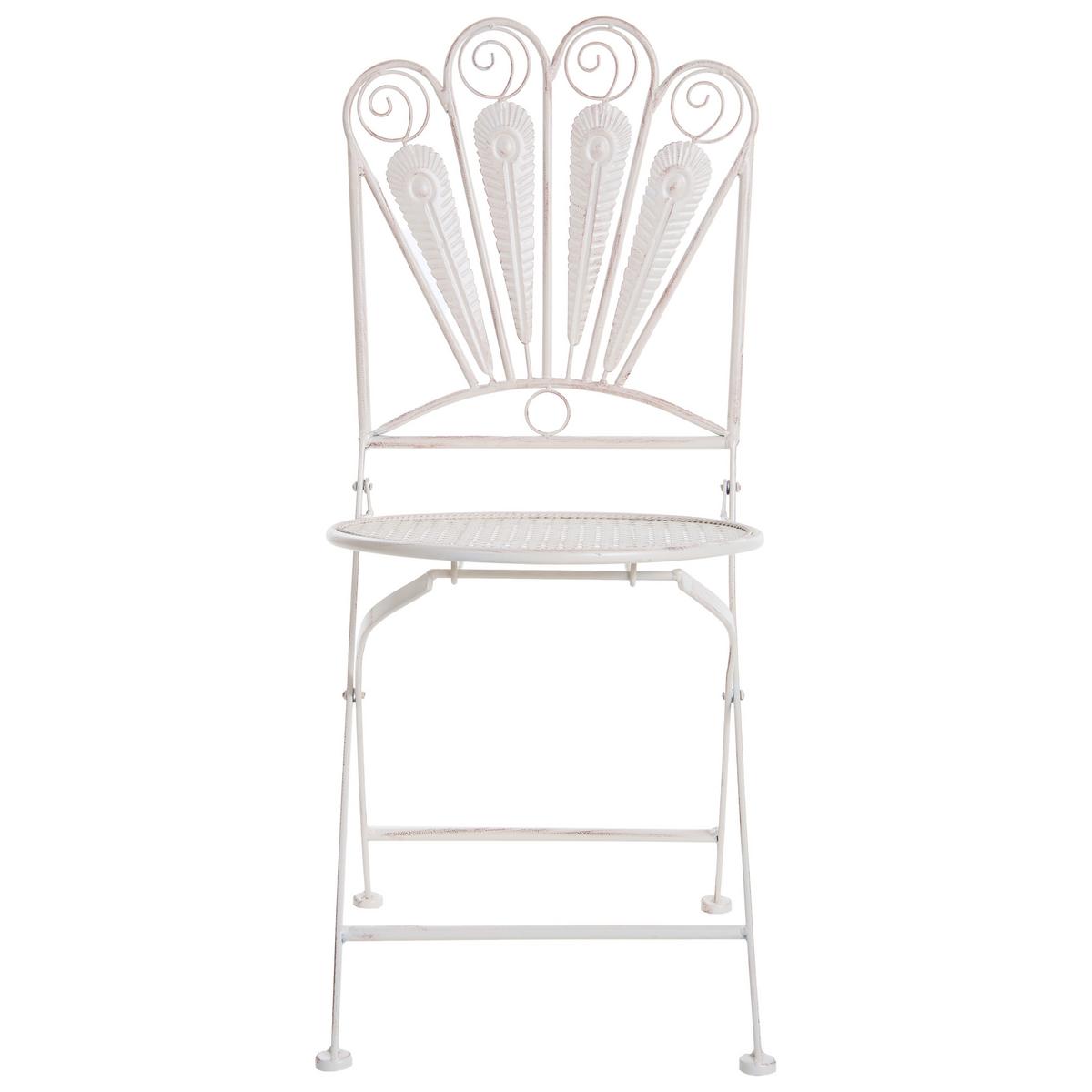 GARTENSTUHL 2er-Set klappbar Metall Cremeweiß Pavia - Weiß, Metall (40/91/47cm) - Beliani