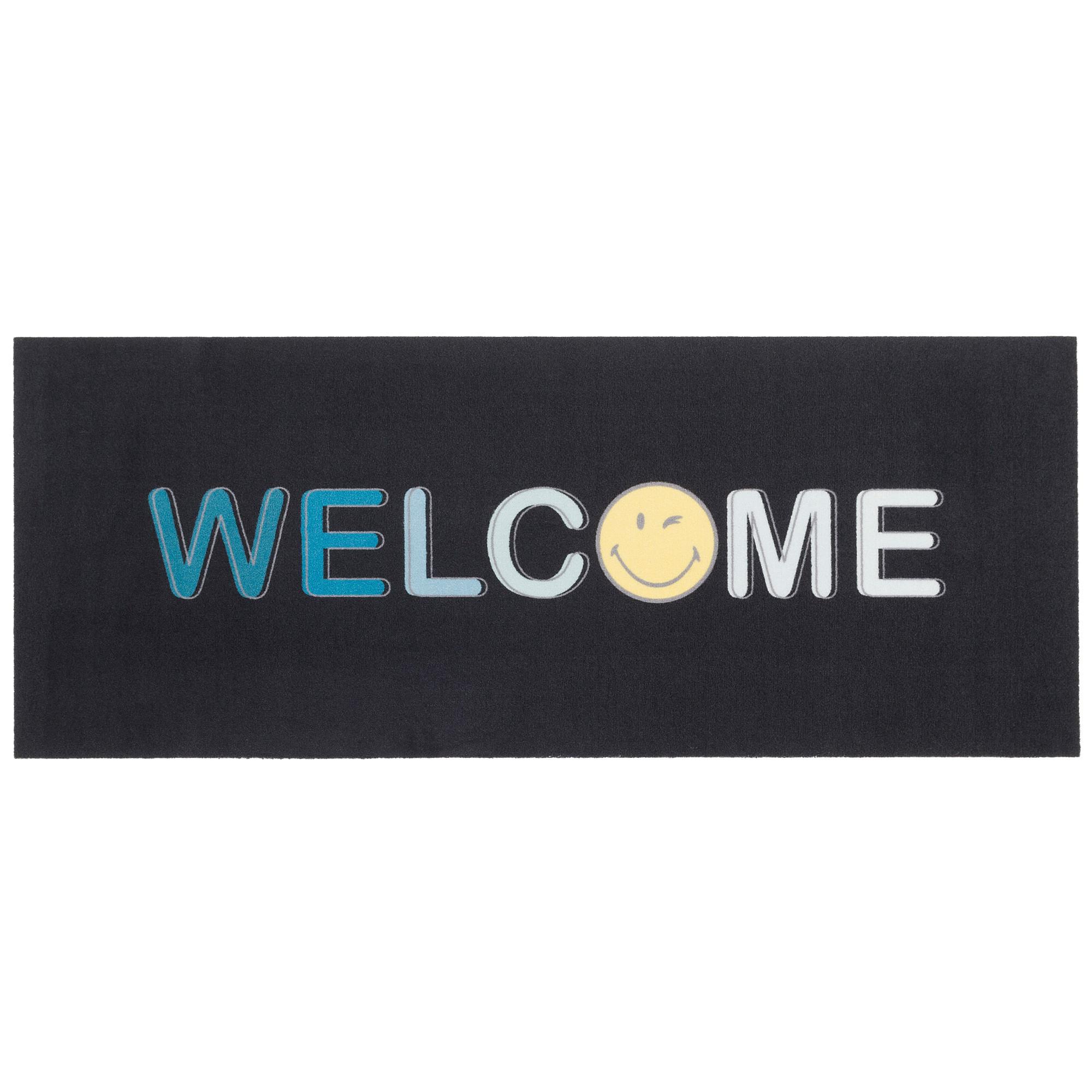 KÜCHENLÄUFER TEPPICH TRENDY SMILEY WELCOME - Schwarz, Textil (45/145cm) - Pergamon