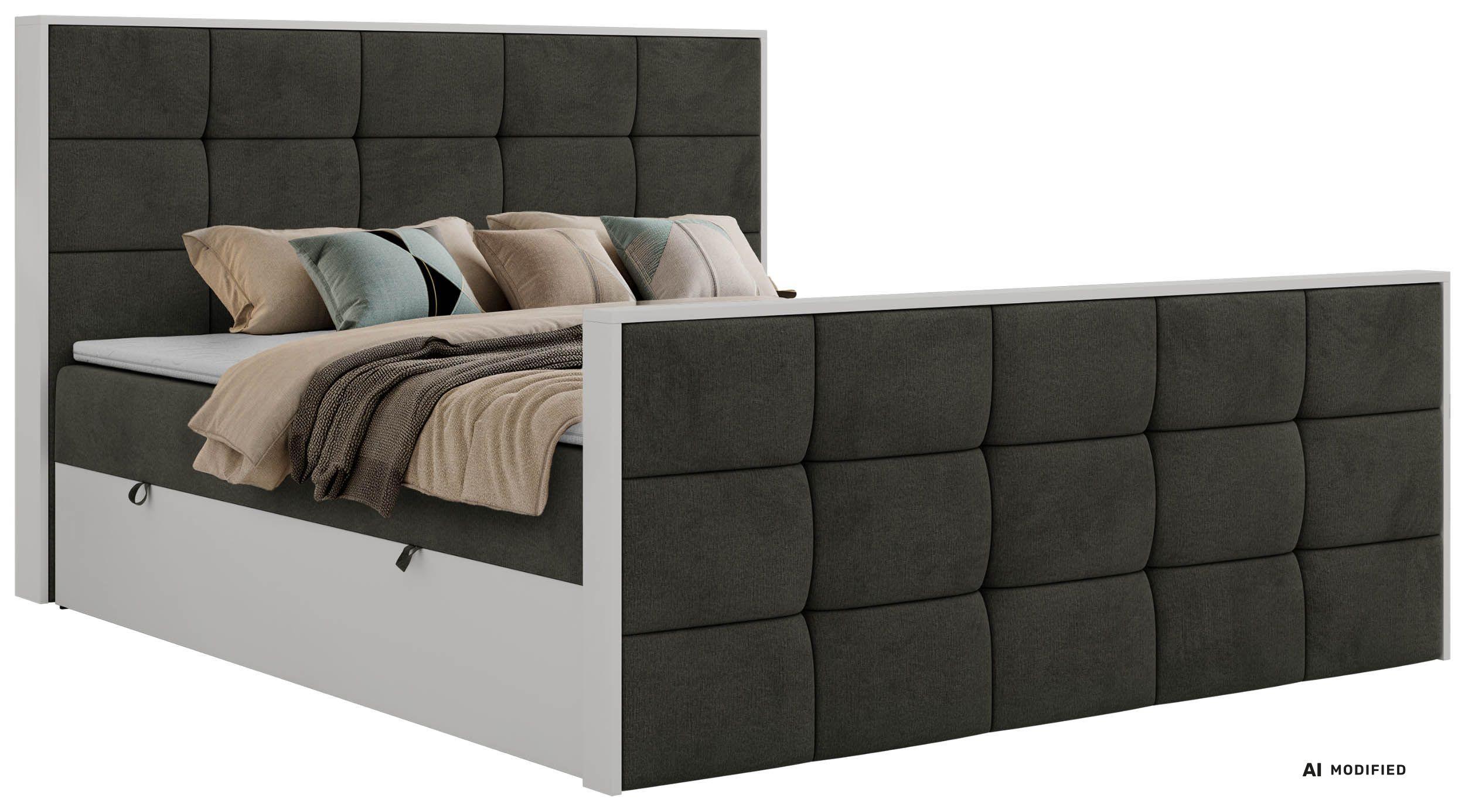 BOXBETT ALVIT DUO 180/200 - Dunkelgrau Velvet - Topper T25 - H4 - Dunkelgrau/Anthrazit, Kunststoff/Textil (180/200cm) - MKS