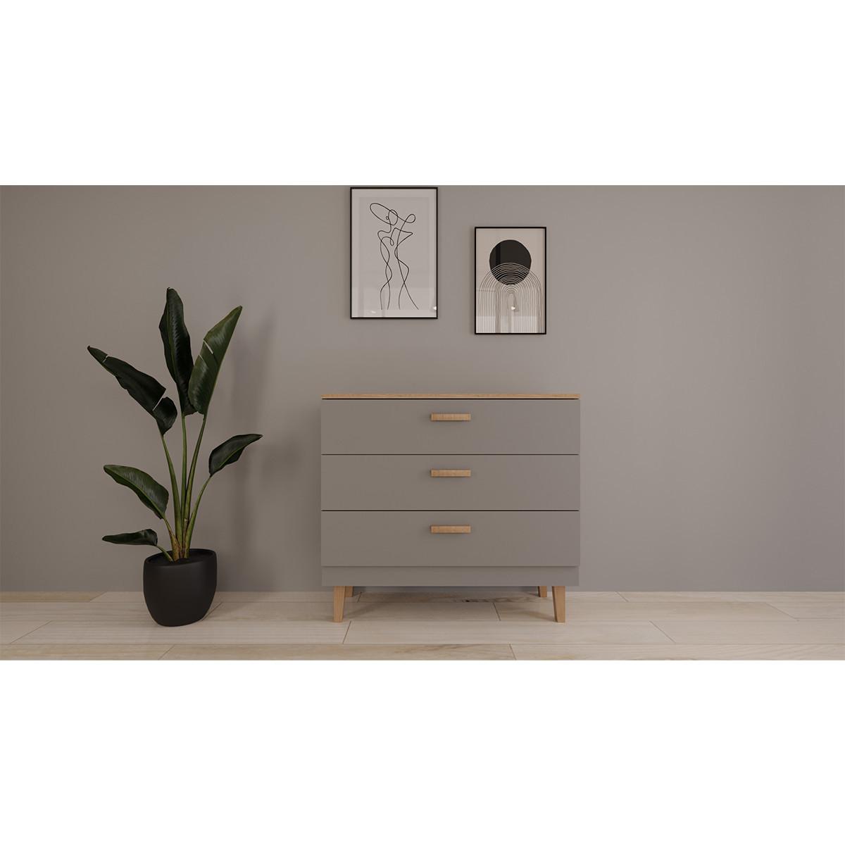 KINDERKOMMODE Denver Grau - Grau, Holzwerkstoff (47/90/100cm) - Petits-meubles