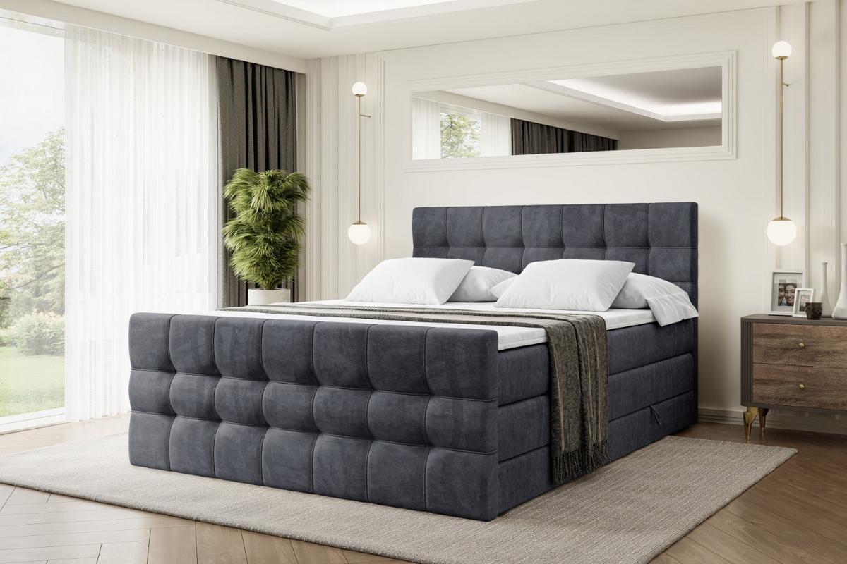 BOXSPRINGBETT BERO-Z KING - 180 x 200 - H3/H4 - Dunkelgrau - Dunkelgrau, Holzwerkstoff (180/200cm) - ALTDECOR
