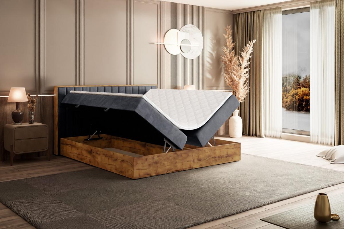 BOXBETT mit Matratze H3 und Lattenrost - LOLLI4 - 140x200 - Dunkelgrau - Grau, Holzwerkstoff/Kunststoff (140/200cm) - ALTDECOR