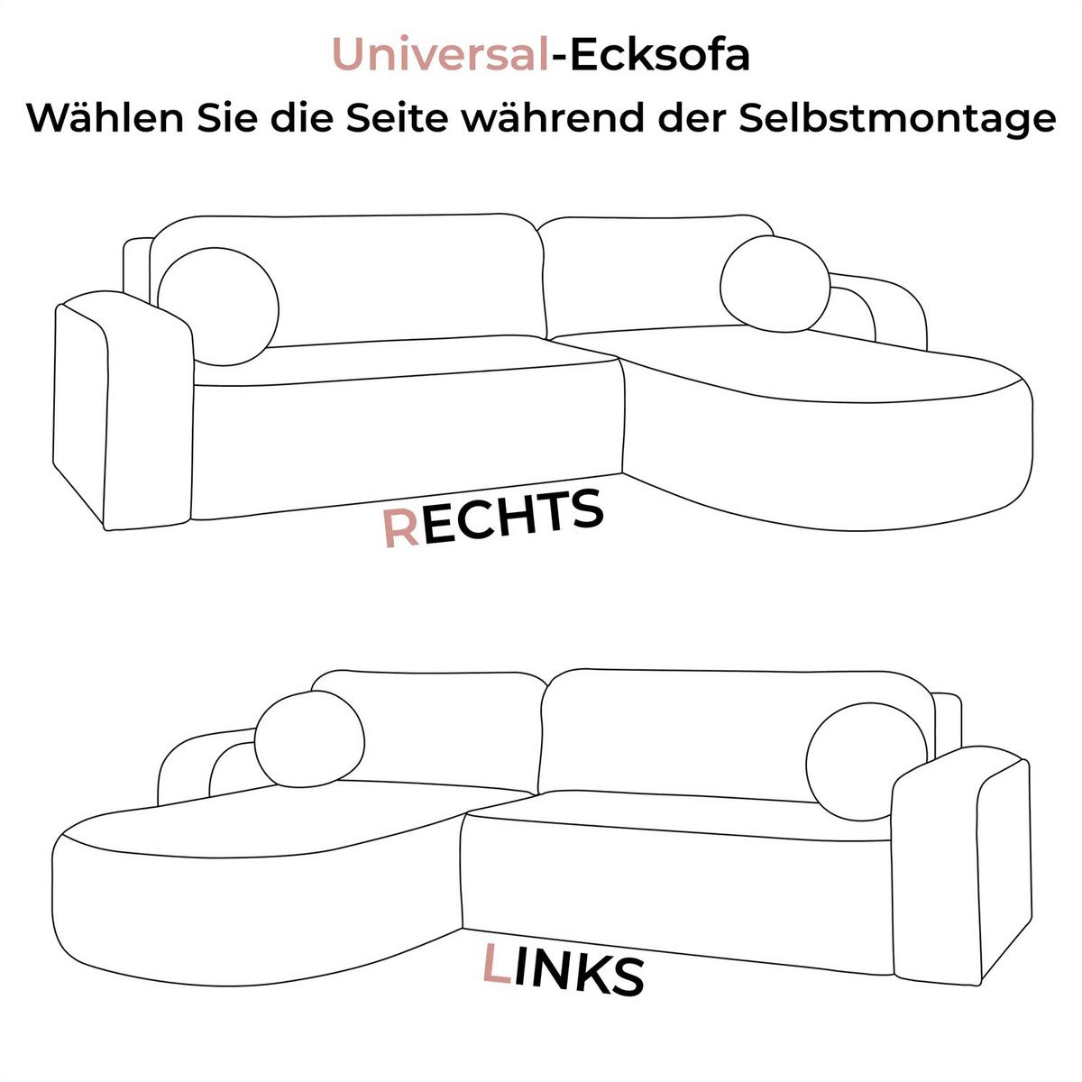 ECKSOFA VENUS mit Schlaffunktion und Bettkasten, Poso 100 - Creme, Textil (275/178cm) - Lookway