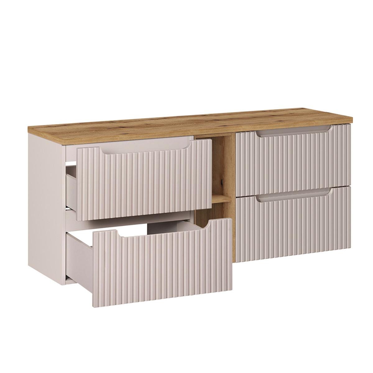 DOPPELWASCHTISCH 140.4cm Riva Kaschmir und Holz - Beige, Holzwerkstoff (140.4/59/40cm) - Petits-meubles