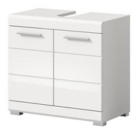 WASCHBECKENUNTERSCHRANK weiß Hochglanz 60 cm mit Rillenoptik - Weiß Hochglanz/Silberfarben, Holzwerkstoff/Kunststoff (60/56/34cm) - Inn.Furn
