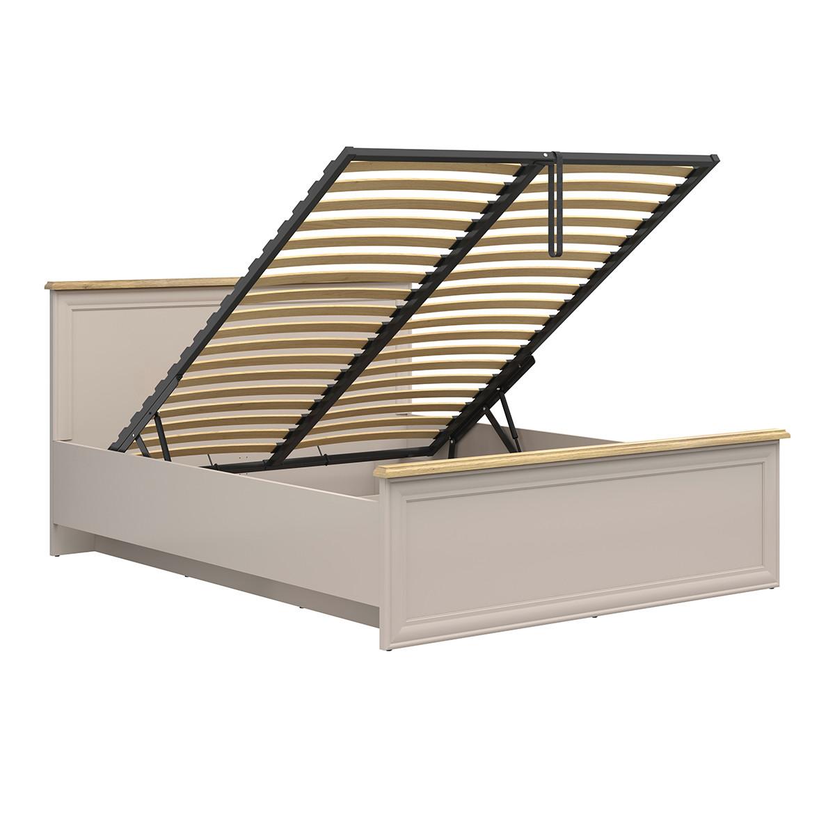 BOXBETT 160/200 Perle Kaschmir und Eichenholz-Optik - Beige, Holzwerkstoff (160/200cm) - Petits-meubles