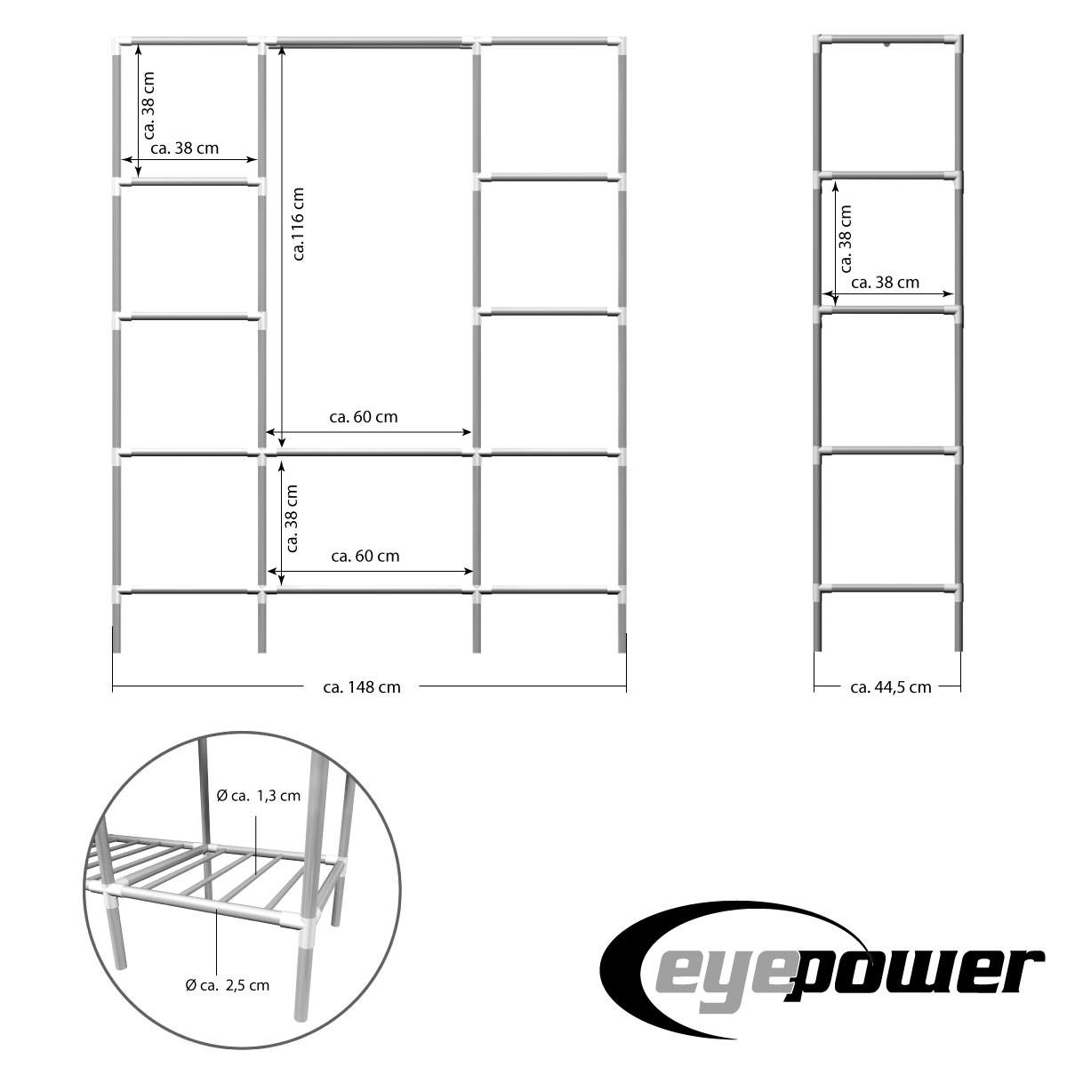 XXL-METALL-KLEIDERSCHRANK 178x148x44,5 cm - Grau, Metall (44.5/178/148cm) - eyepower
