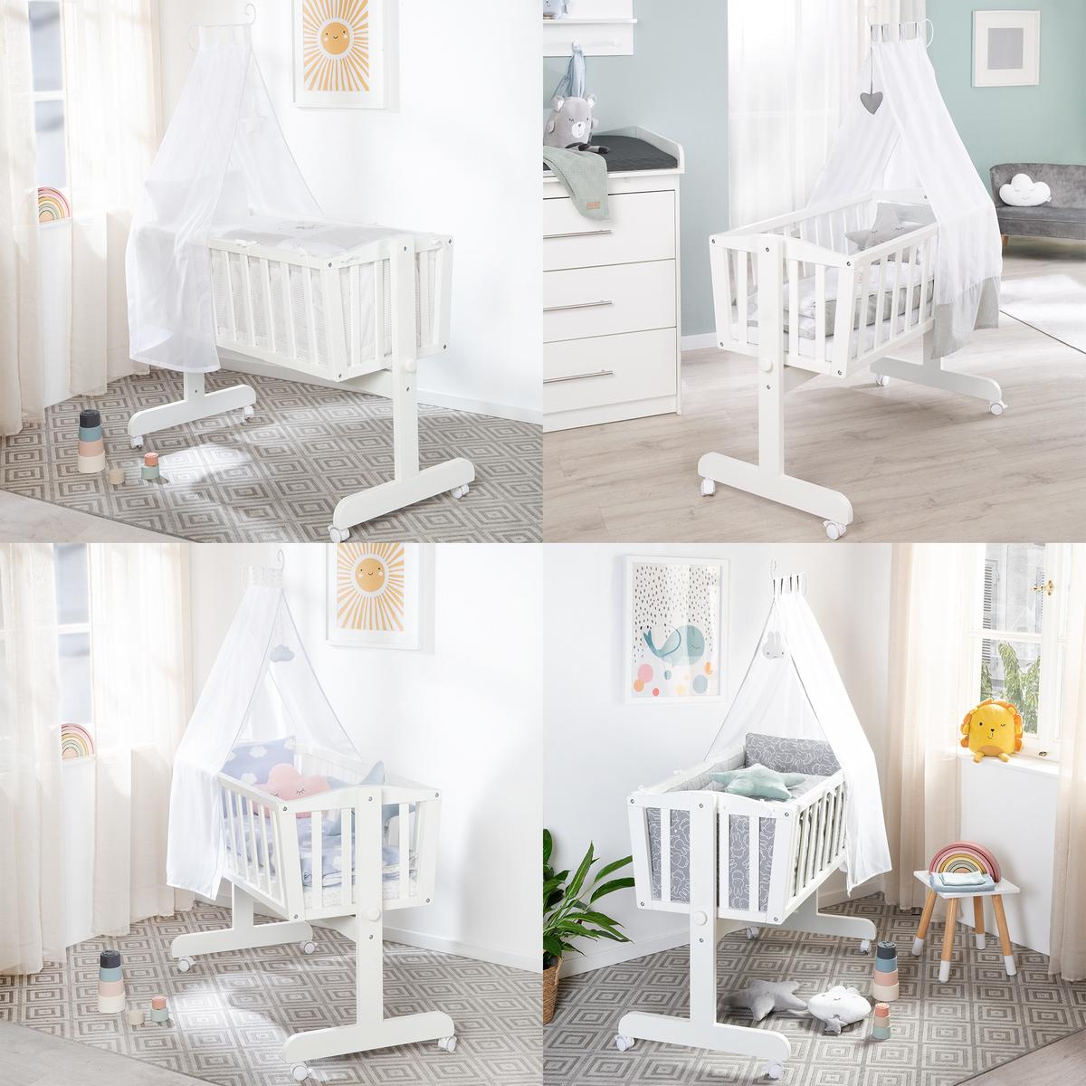 BABYWIEGENSETT - Weiß, Holzwerkstoff/Textil (40/90cm) - Roba