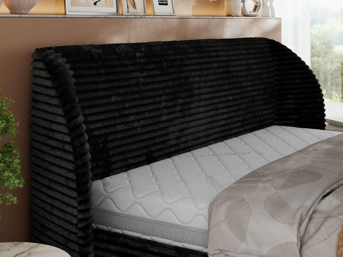 POLSTERBETT CAELA CLASSIC 140/200 - Schwarz Cord - Multipocket-Matratze - Schwarz, Textil (140/200cm) - MKS