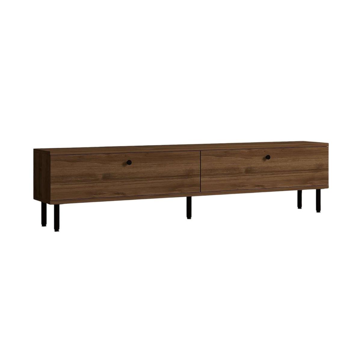 TV-MÖBEL mit 2 Klappen in Nussbaumdekor und schwarzen Metallfüßen 160/25/37 cm - Nussbaumfarben, Holzwerkstoff (25/37/43cm) - Calicosy