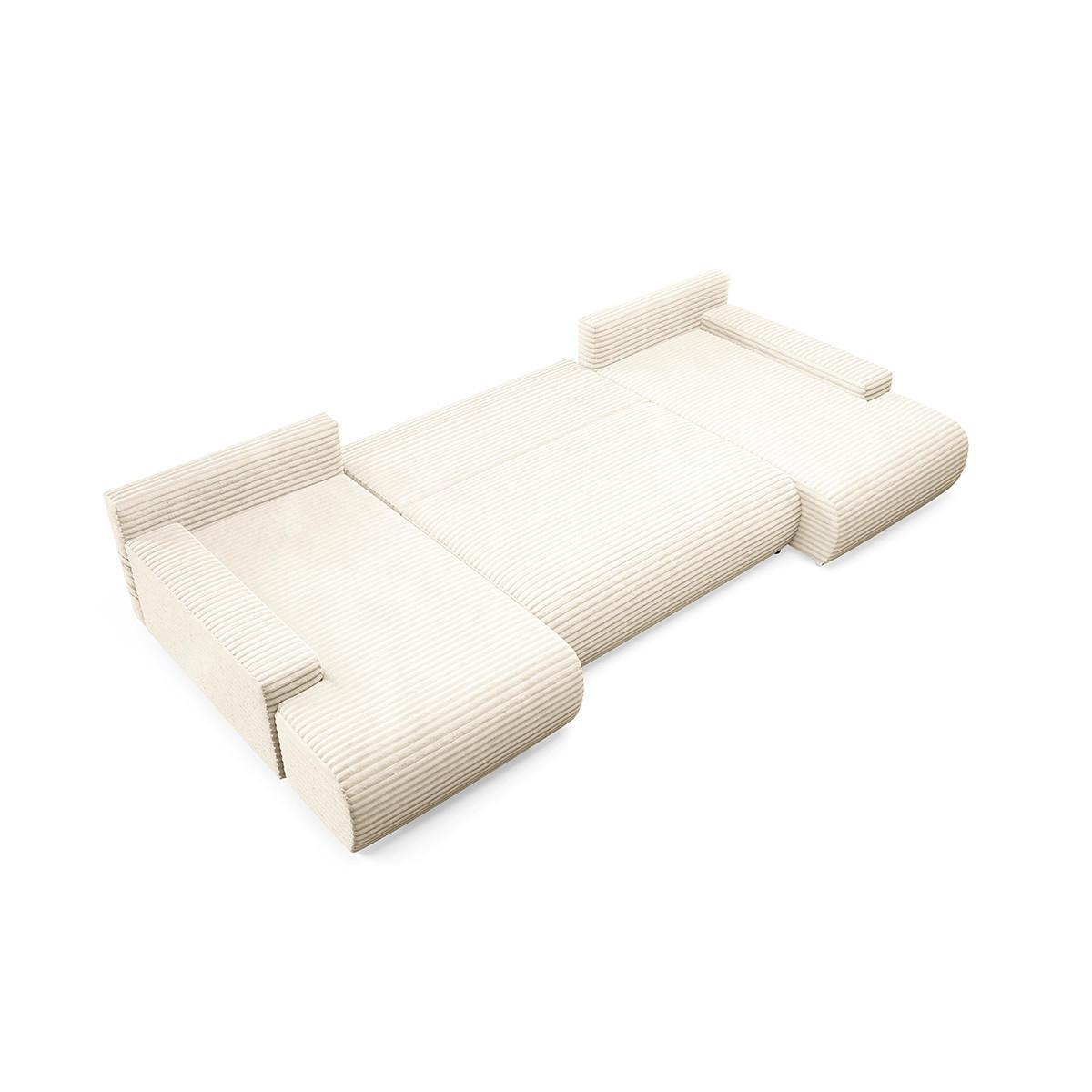 PANORAMASOFA Ivana 4 Sitzplätze Gebrochenes Weiß - Weiß, Holz (350/85/172cm) - Petits-meubles