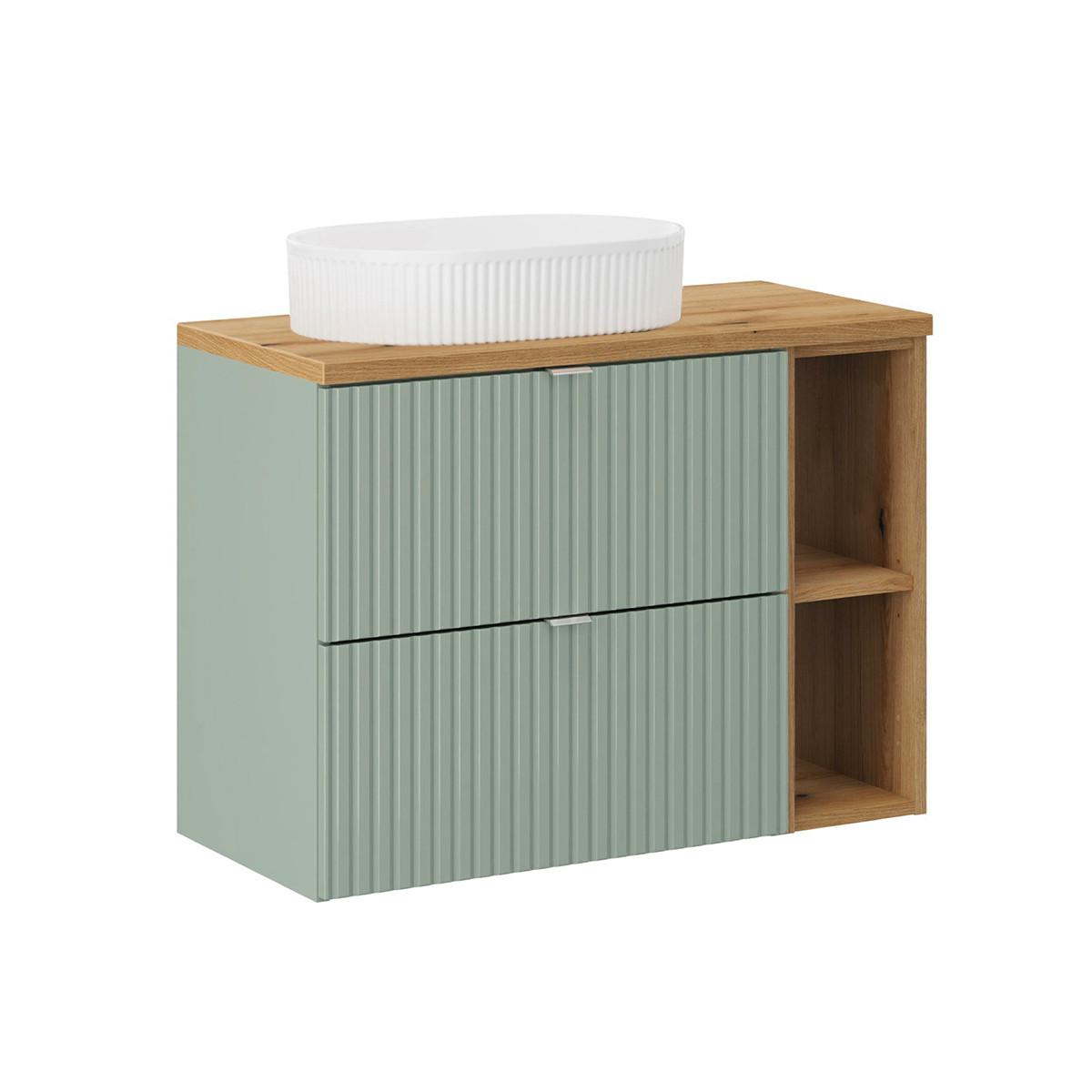 WASCHTISCH 80.4cm Jade Grün und Holz - Grün, Holzwerkstoff (80.4/59/40cm) - Petits-meubles