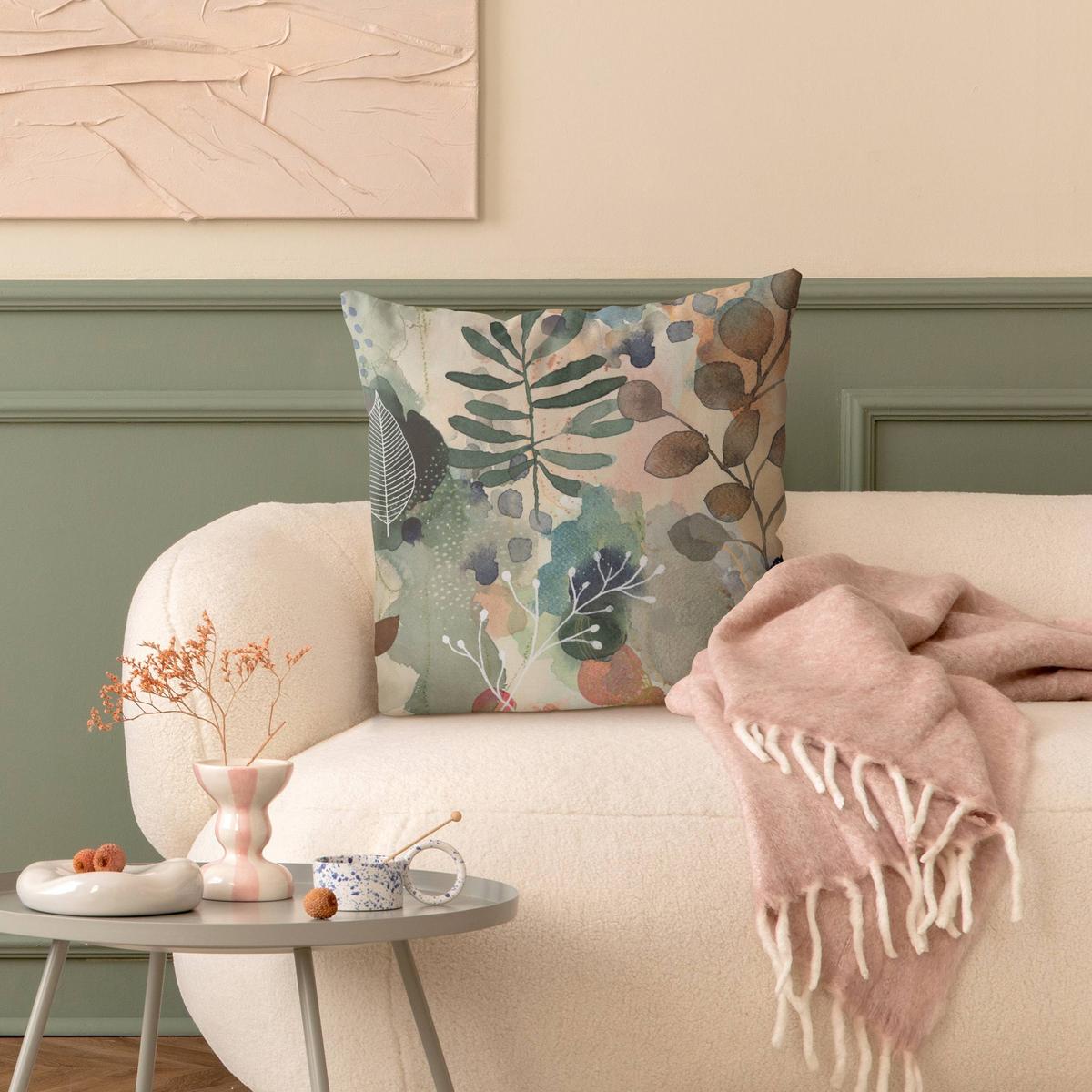 DEKOKISSEN Gedeihen und fließen 50/50 cm - Beige, Textil (50/50/10cm) - Bilderwelten