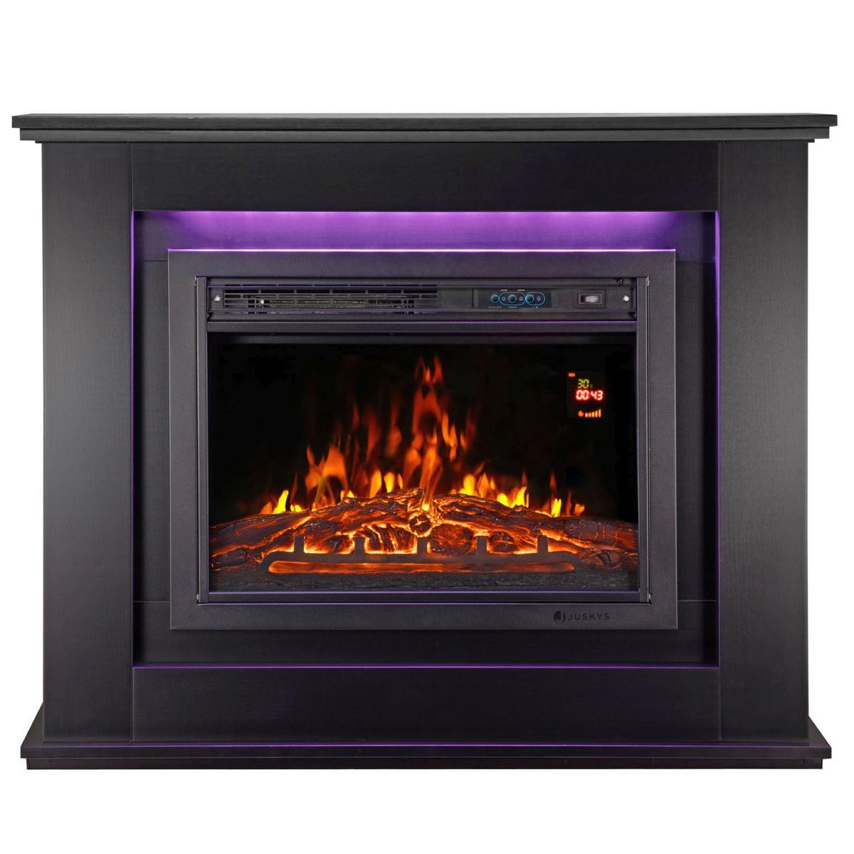 ELEKTROKAMIN 2000W rechteckig schwarz mit Flammeneffekt - Schwarz, Holz (100/82/28cm) - Juskys