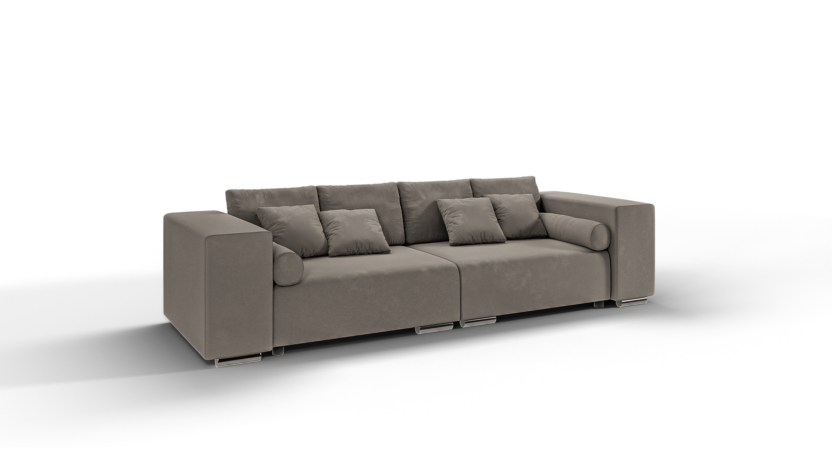 BIGSOFA Kami Microfaser Dunkelbeige - Beige/Silberfarben, Kunststoff/Textil (290/80/110cm) - S-Style Möbel