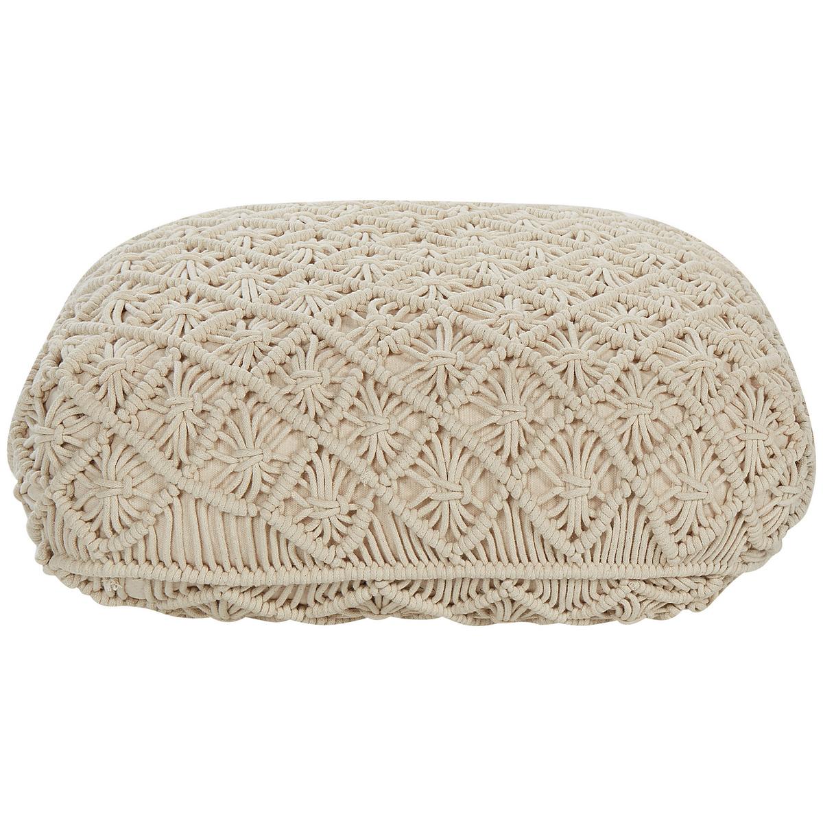POUF Berrechid 50/50/20 cm - Beige, Naturmaterialien/Textil (50/20/50cm) - Beliani