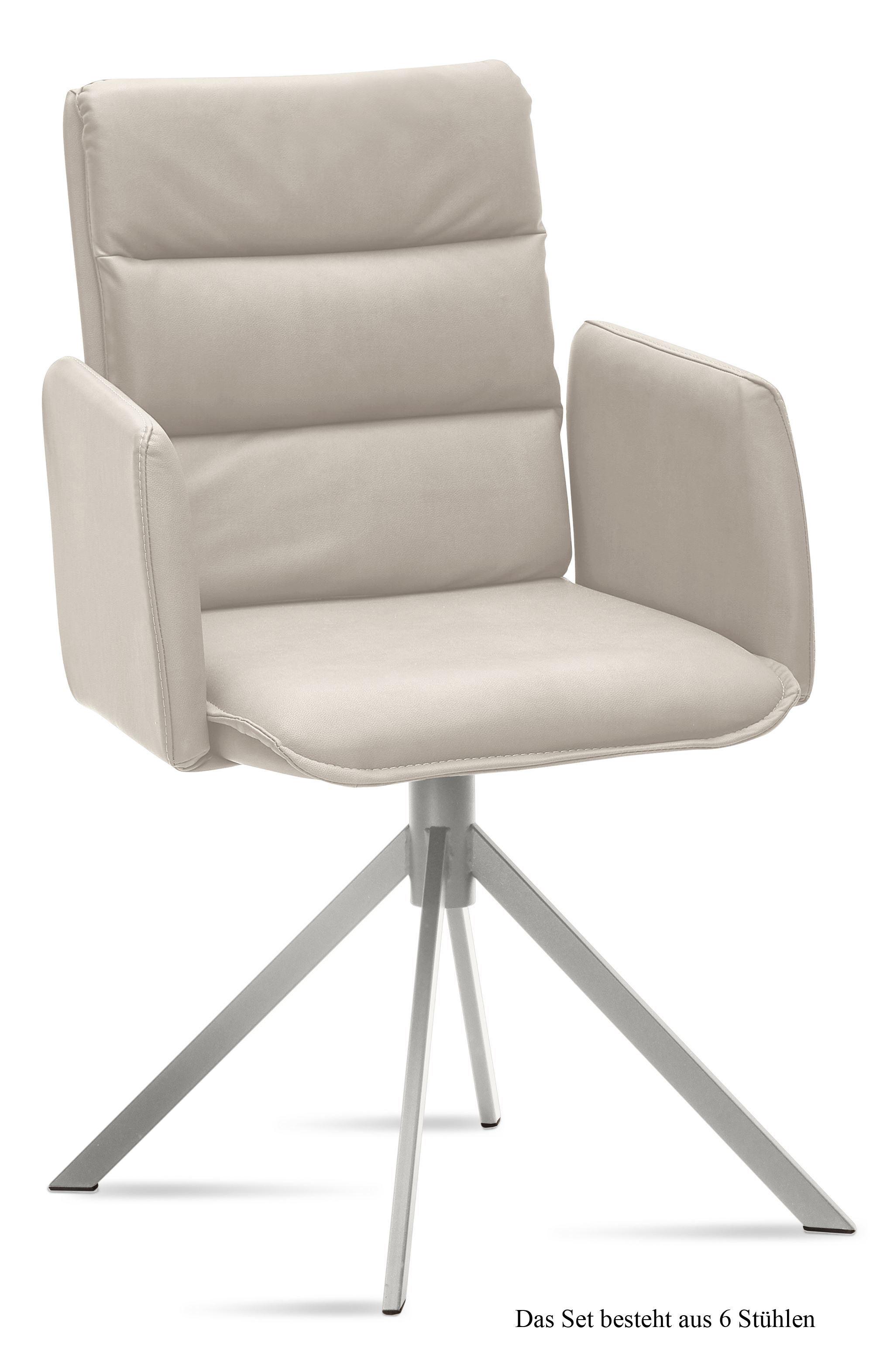 ARMLEHNSTUHL (6er-Set) Dorree 52x92x60 Edelstahl/Natur - Edelstahlfarben/Naturfarben, Kunststoff (60/92/52cm) - 58aufmkessel