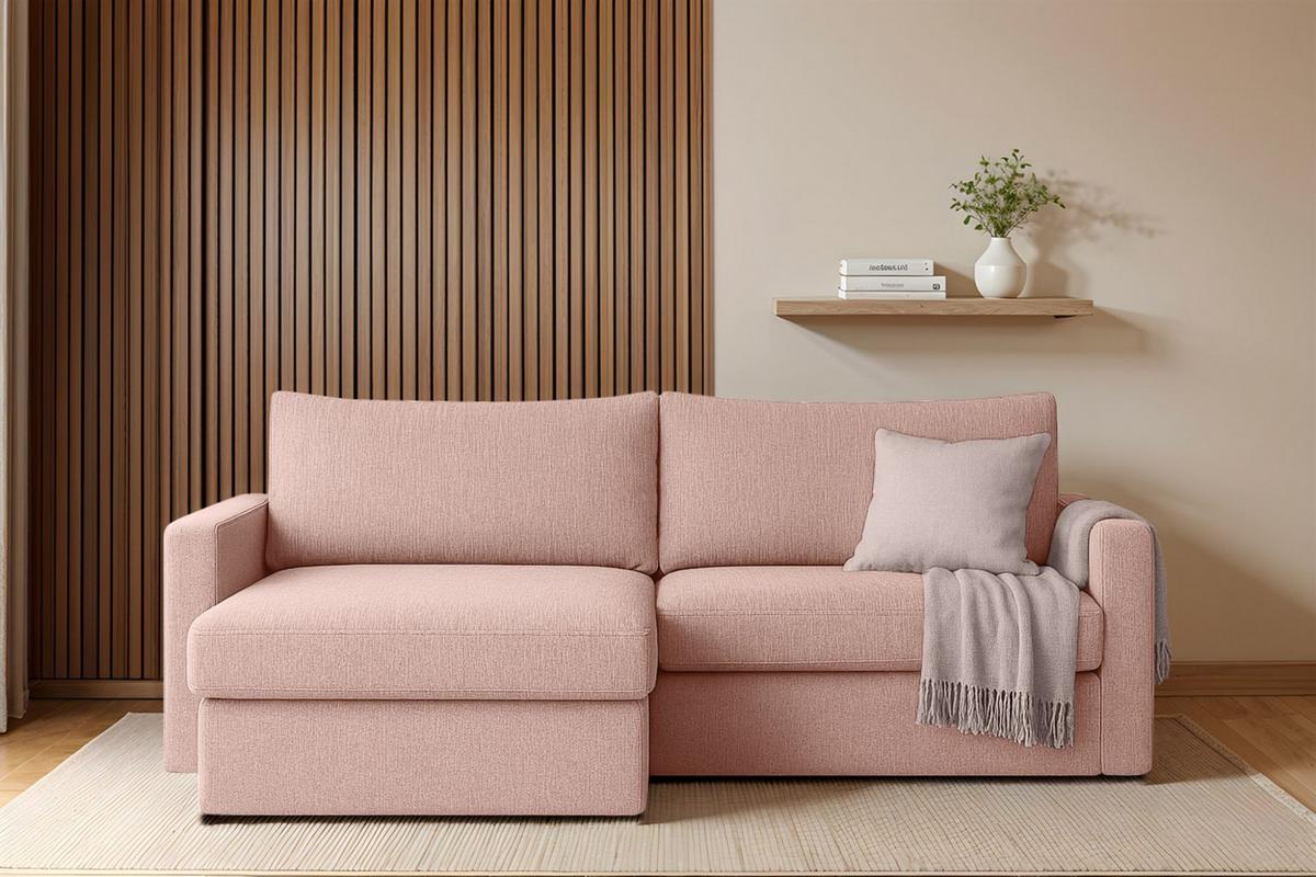 ECKSOFA Bendik In Faro - Rosa, Holzwerkstoff/Textil (224/140cm) - Fun Möbel
