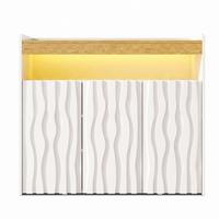 SIDEBOARD Weiß & Natur mit LED-Beleuchtung 3 Türen Wellenmuster Schuhschrank - Weiß, Holzwerkstoff (105/90.5/35cm) - Urban Meuble