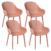 GARTENSTUHL 4er-Set Korallenrot Tiggiano - Koralle, Kunststoff (58/85/51cm) - Beliani
