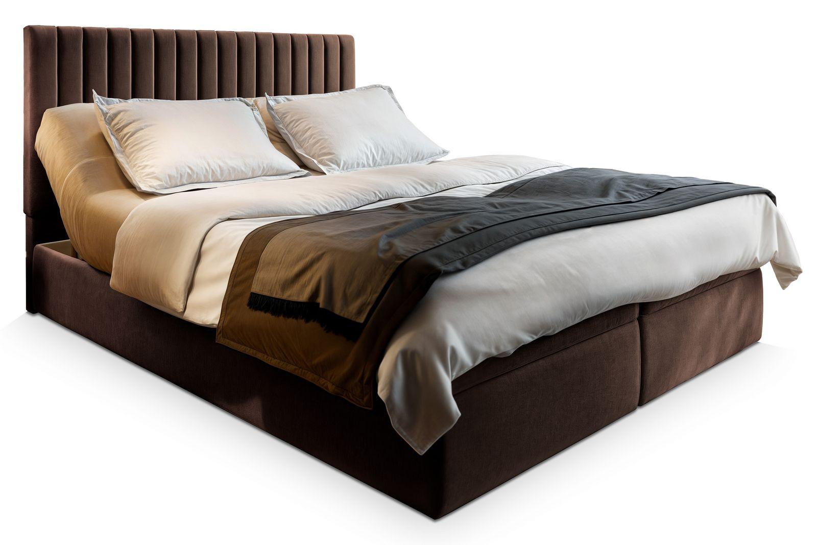 BOXBETT MURLO 180x200 cm mit Matratze und Topper - Braun - Braun, Holz (180/200cm) - MASSENO