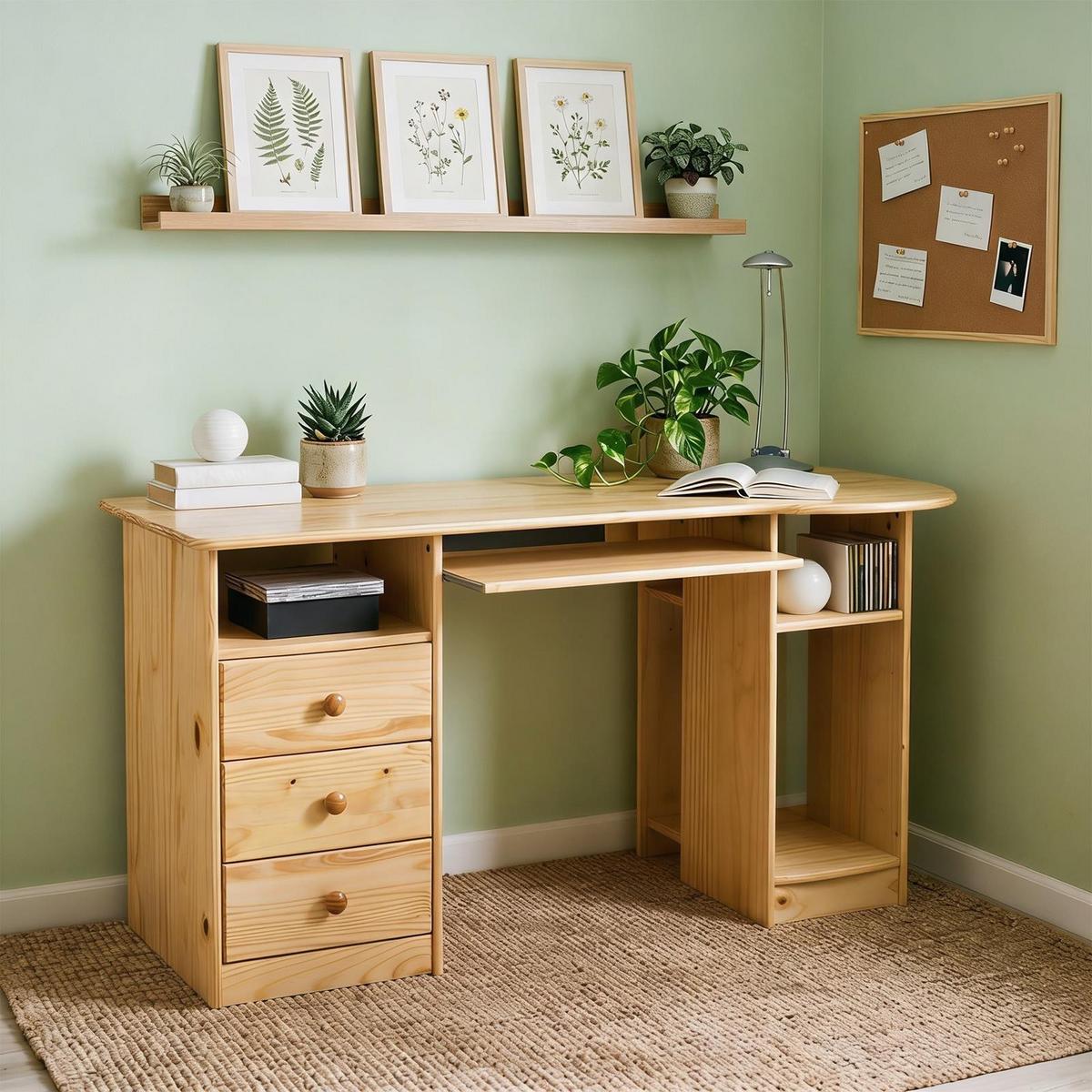 SCHREIBTISCH BOB - Naturfarben, Holz (67/140/74cm) - IDIMEX