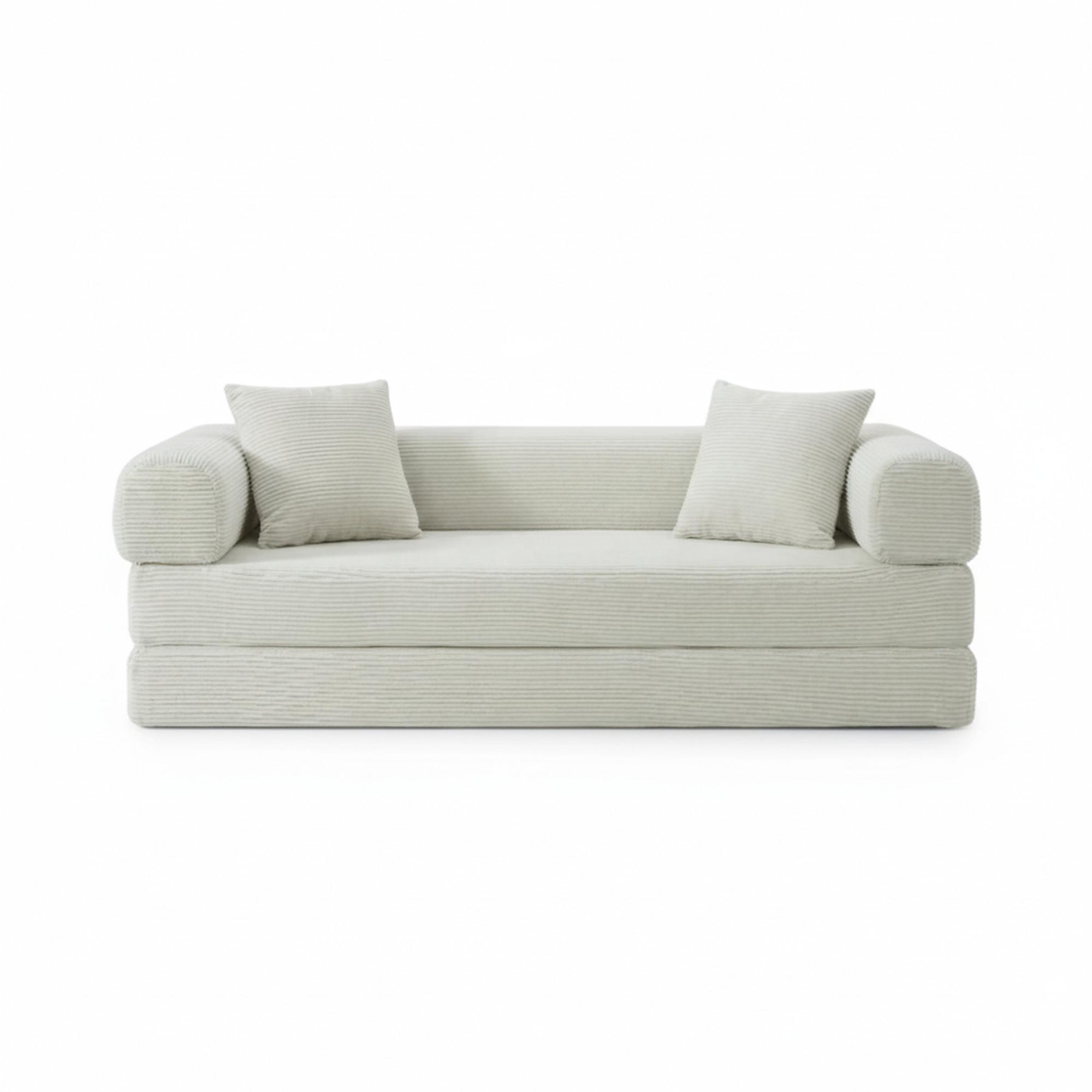SCHLAFSOFA aus Cord in Beige 2-lagiges Design & zum Doppelbett ausklappbar - Beige, Textil (89/59/195cm) - Urban Meuble