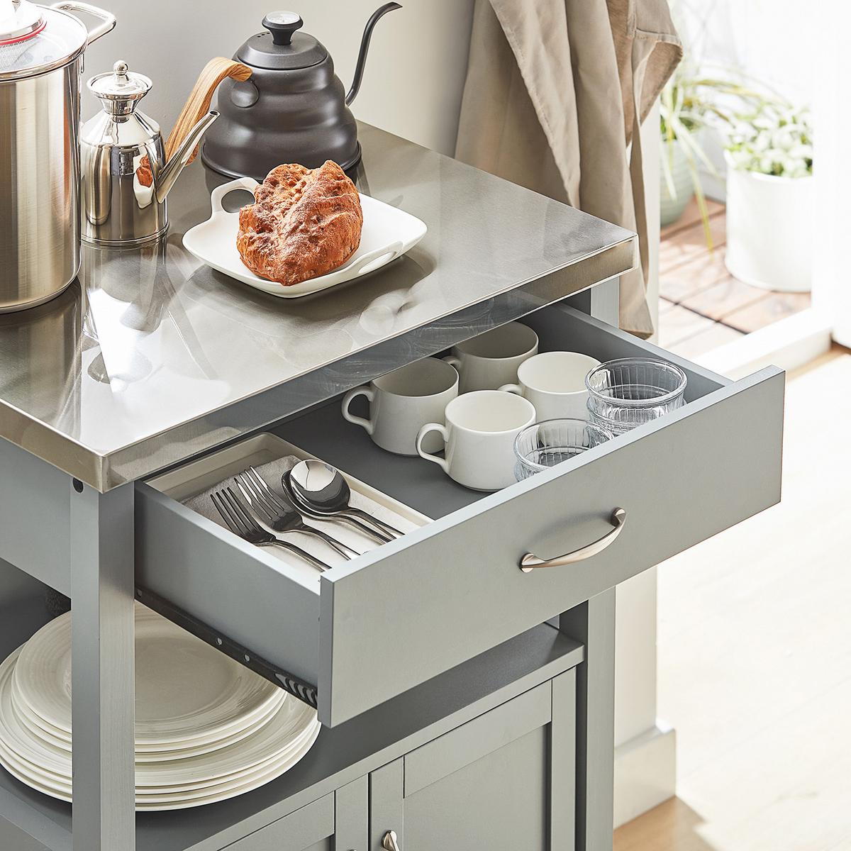 KÜCHENWAGEN Grau - Grau, Holzwerkstoff (60/90/45cm) - SoBuy