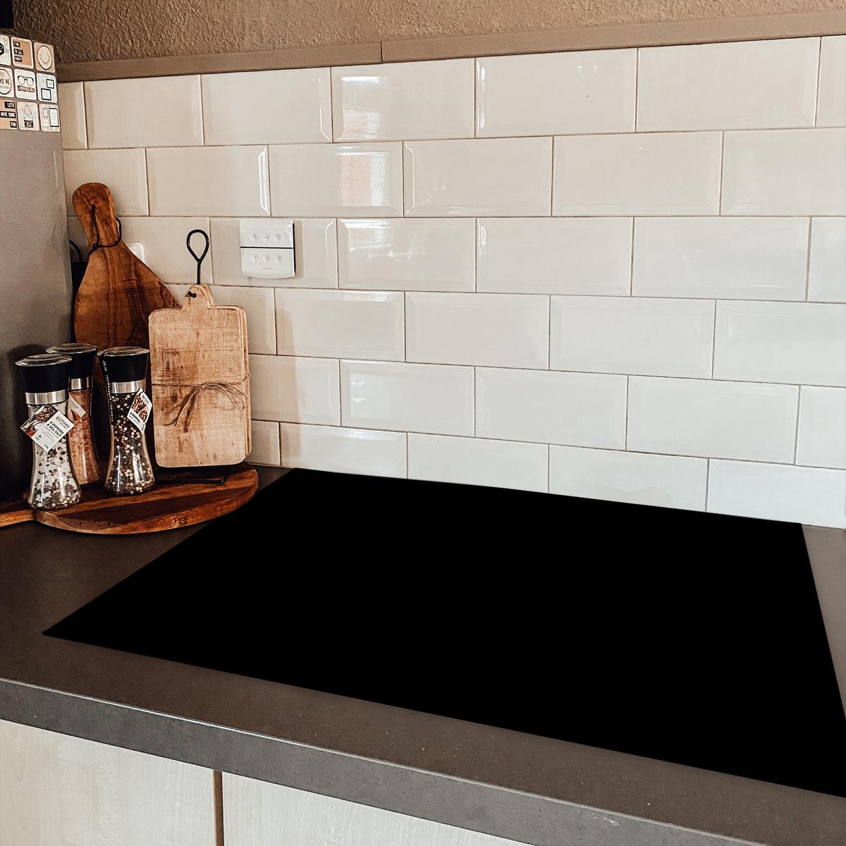 HERDABDECKPLATTE Schwarz - Einfarbig Induktionsmatte 77x51 cm - Schwarz, Kunststoff (77/51/0.2cm) - MuchoWow