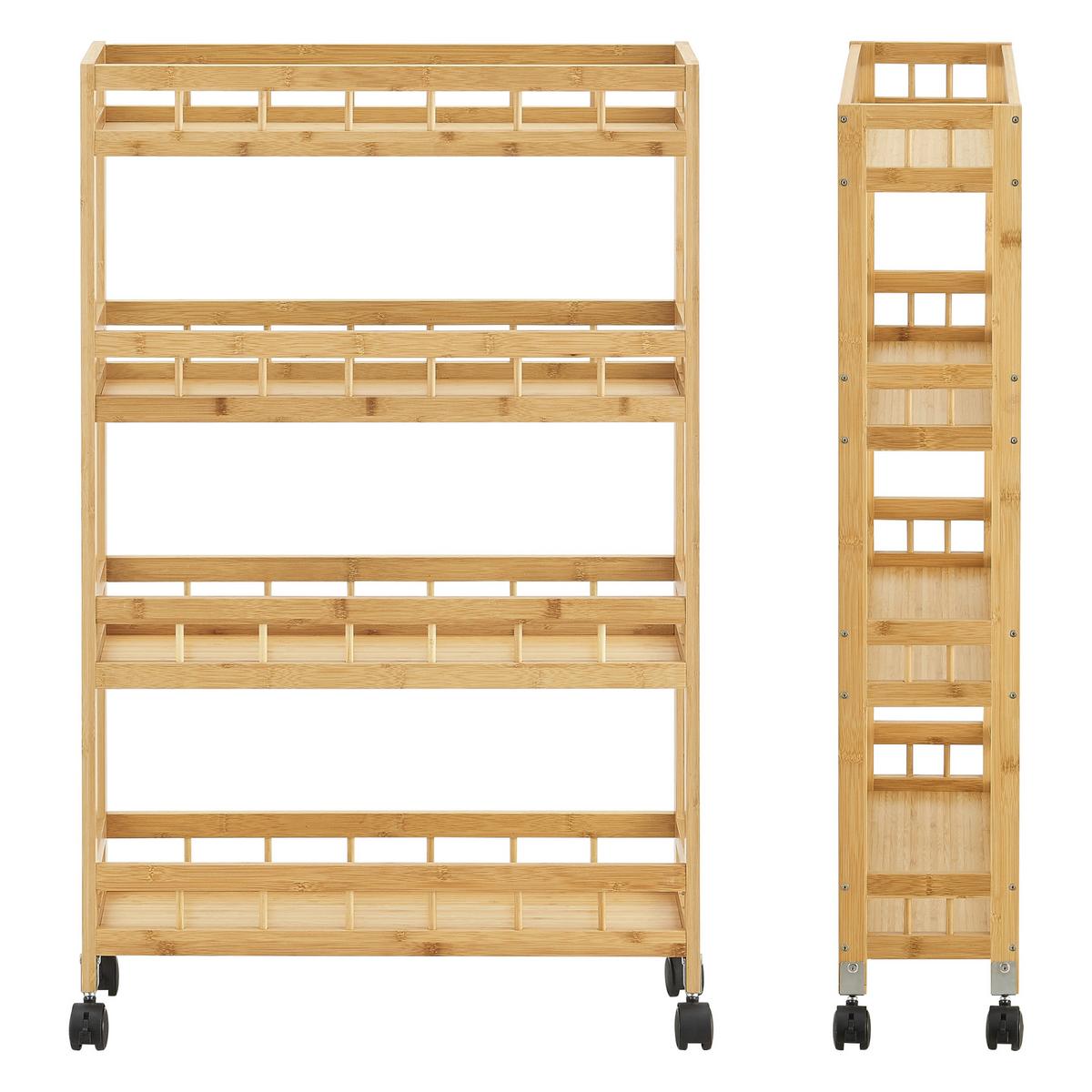 SERVIERWAGEN Pyhäjoki - Naturfarben, Holz/Kunststoff (60/96/18cm) - [en.casa]