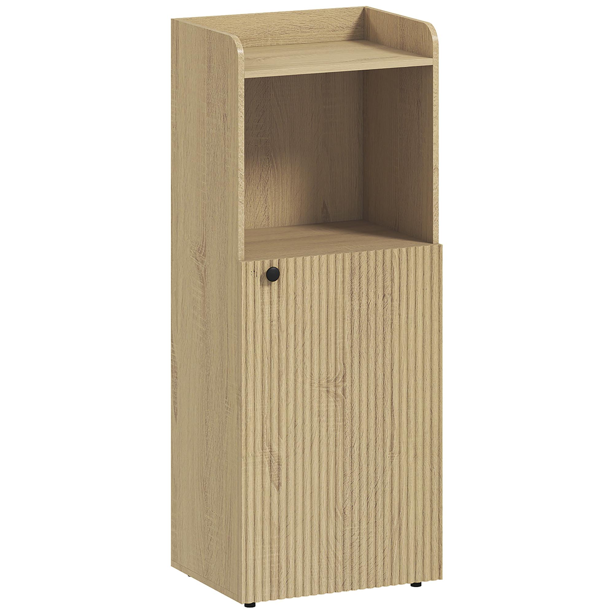 BADEZIMMERSCHRANK Spanplatte MDF Eiche - Eichefarben/Schwarz, Holzwerkstoff/Metall (31/104/40cm) - HOMCOM