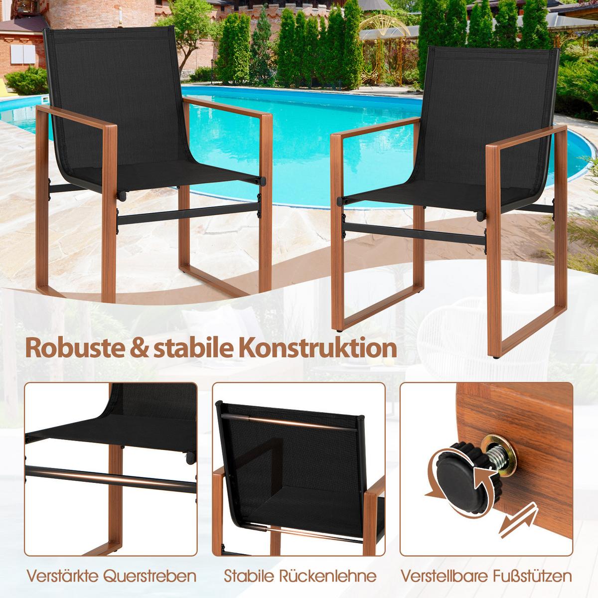 TERRASSENSTUHL Schwarz(2er-Set) - Schwarz, Metall (59/86/55.5cm) - COSTWAY